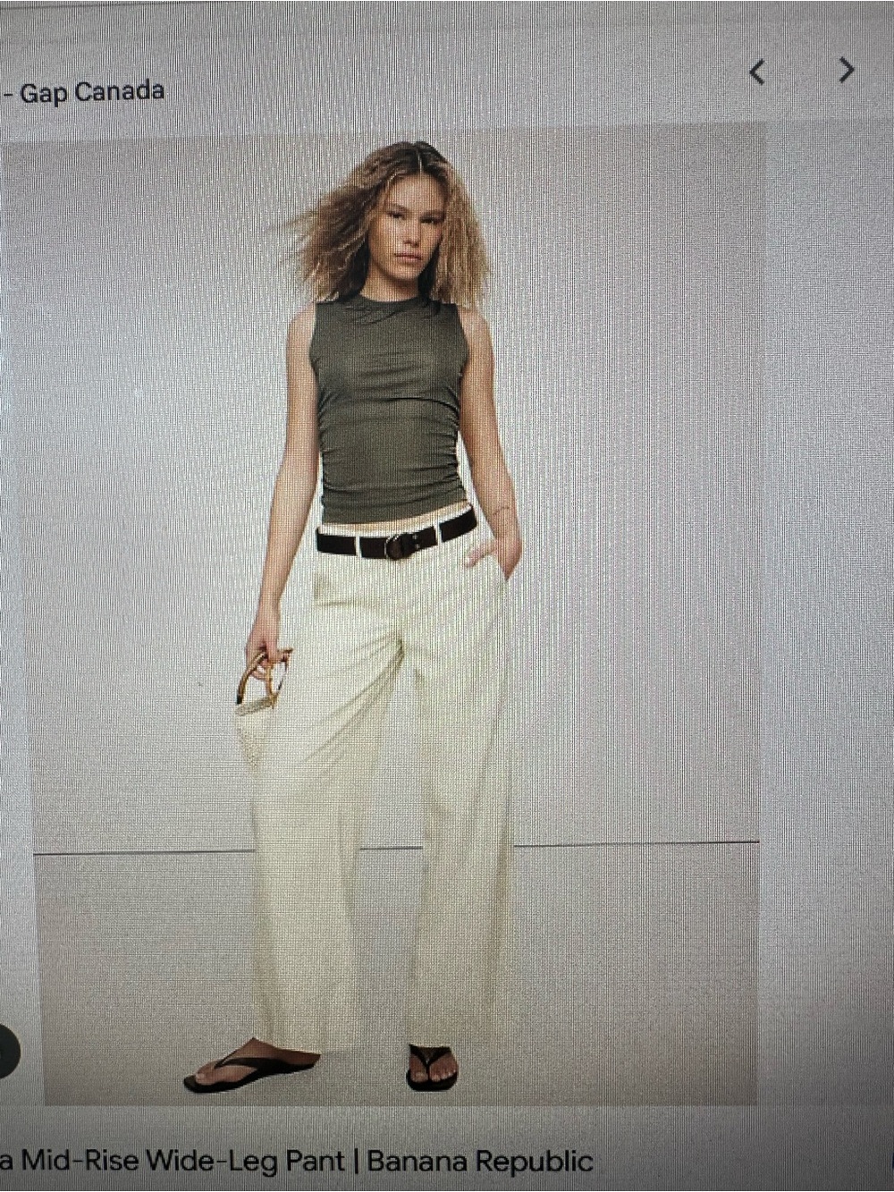 Banana Republic Cream Wide-Leg Mid-Rise Trousers